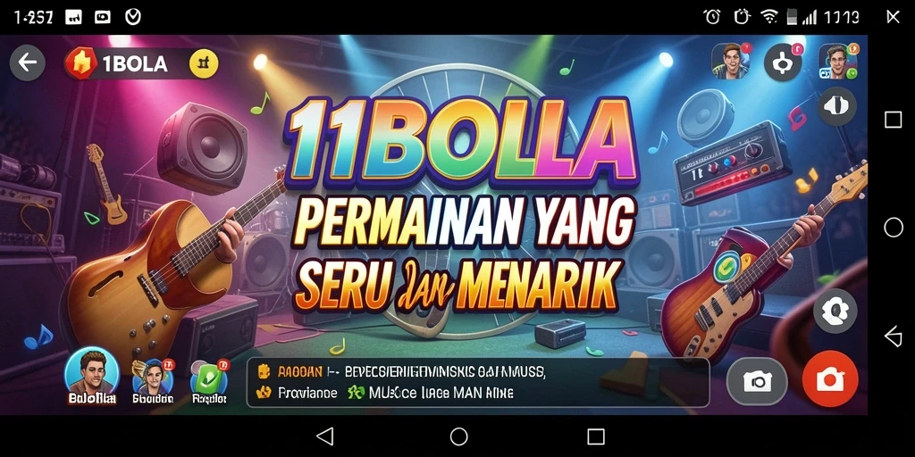 Tampilan gameplay 11BOLA yang seru dengan lagu-lagu favorit.