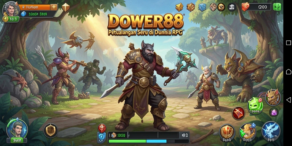 Tampilan gameplay RPG yang epik dan mendebarkan di DOWER88.