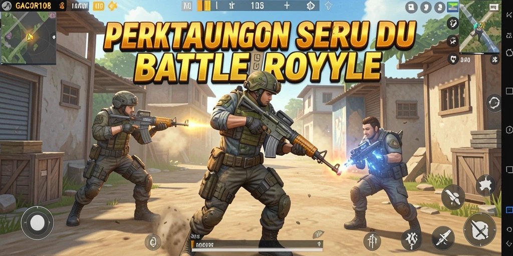 Tangkapan layar GACOR108 menunjukkan aksi seru dalam pertempuran Battle Royale.