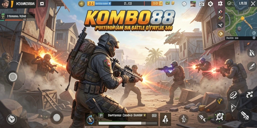 Screenshot utama KOMBO88 menampilkan momen seru dalam permainan Battle Royale.