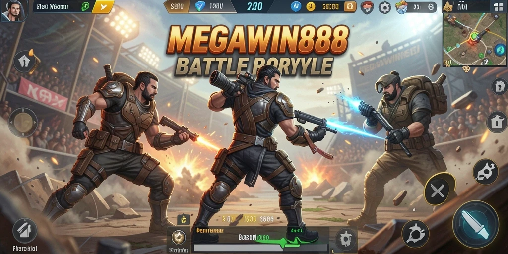 Screenshot gameplay MEGAWIN888 dengan aksi pertarungan yang intens.