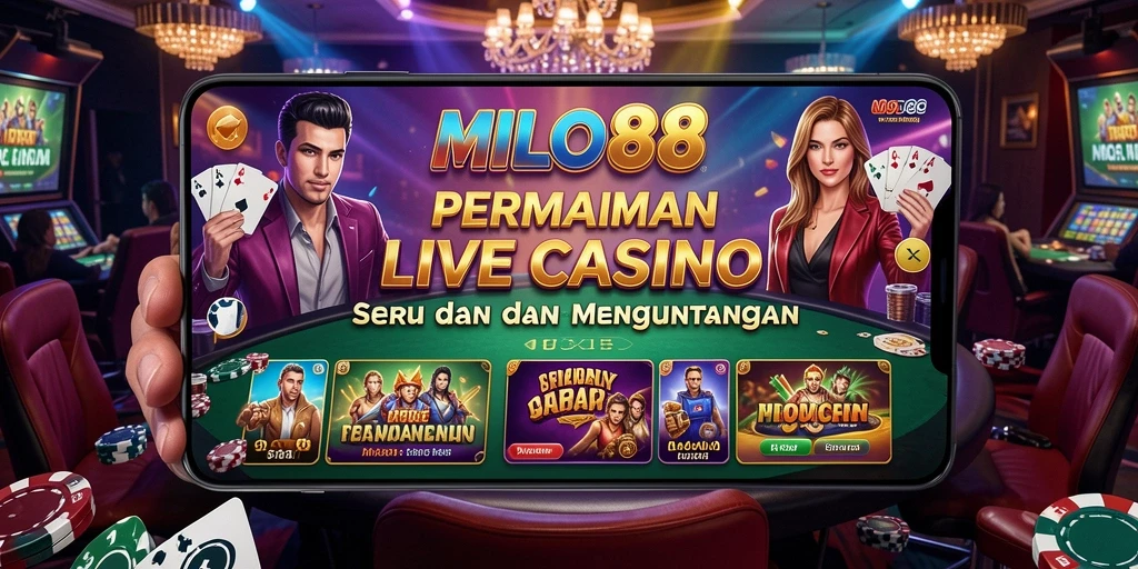 Screenshot utama MILO88 menampilkan gameplay Live Casino yang interaktif.