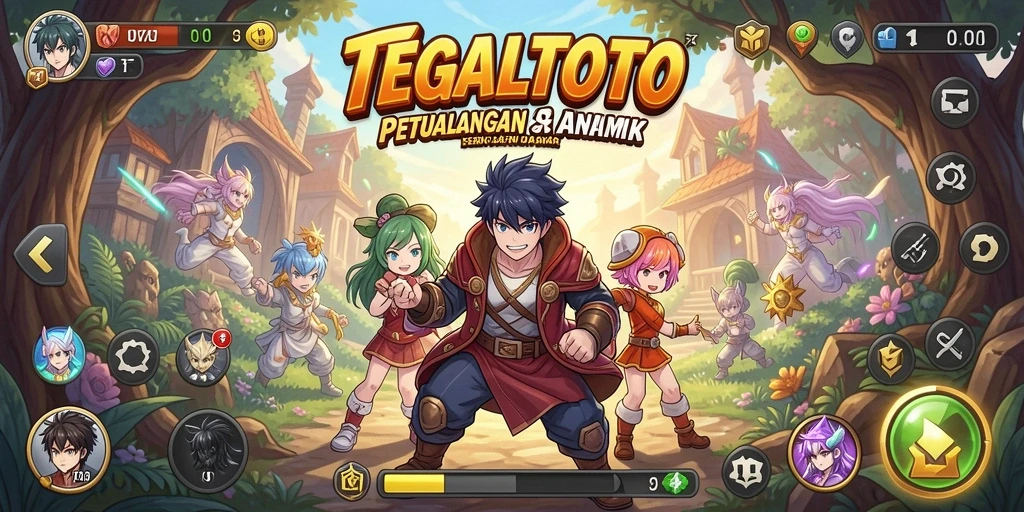 Tangkapan layar utama TEGALTOTO menampilkan aksi karakter Anime yang dinamis.