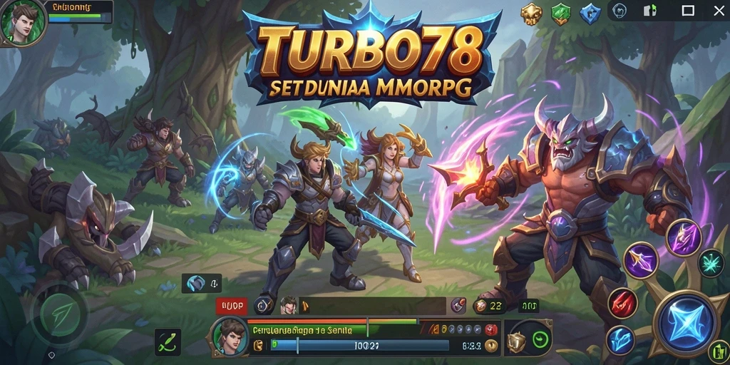 Screenshot gameplay TURBO78 menampilkan pertarungan seru dan eksplorasi dunia.