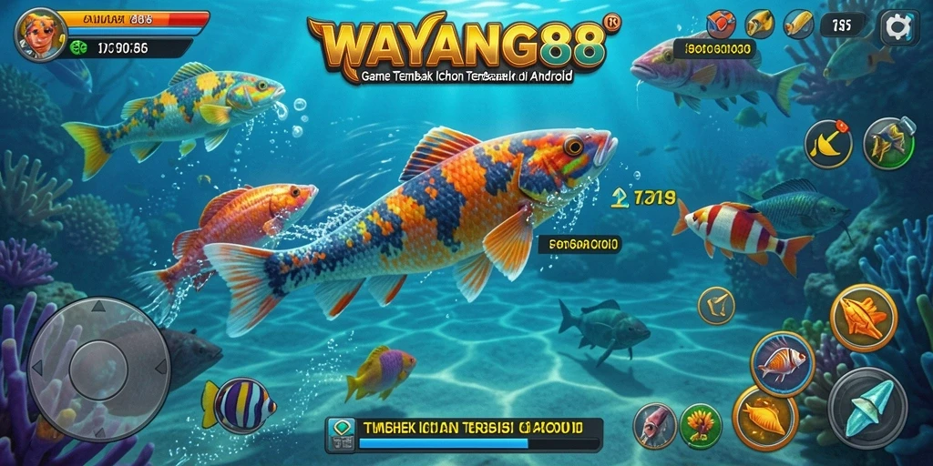 Tampilan gameplay seru dari WAYANG88 dengan aksi menembak ikan.